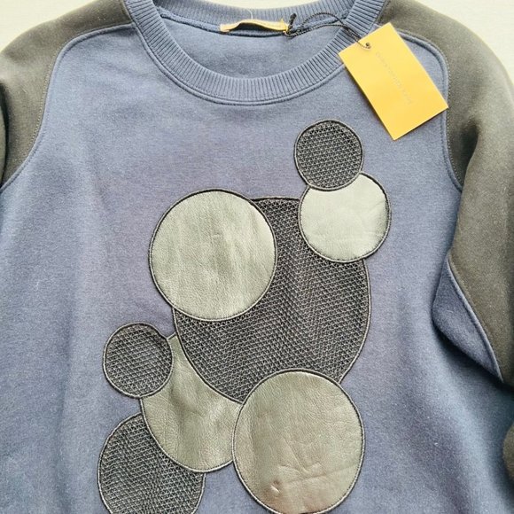 Christopher Kane Blue Black Leather Sweatshirt ( M ) - Picture 5 of 7